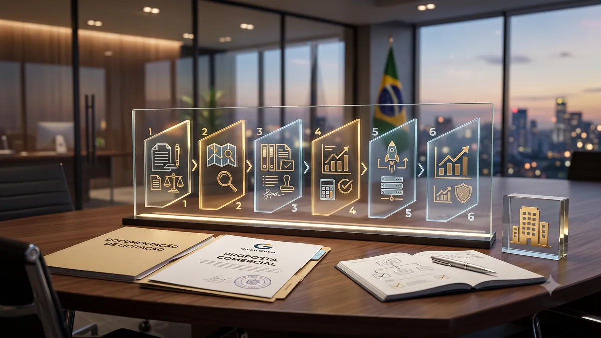 Etapas visuais para uma empresa participar de licitações