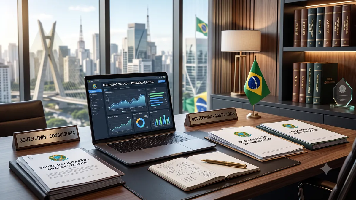 Profissionais em reunião estratégica analisando a contratação de uma consultoria em licitações